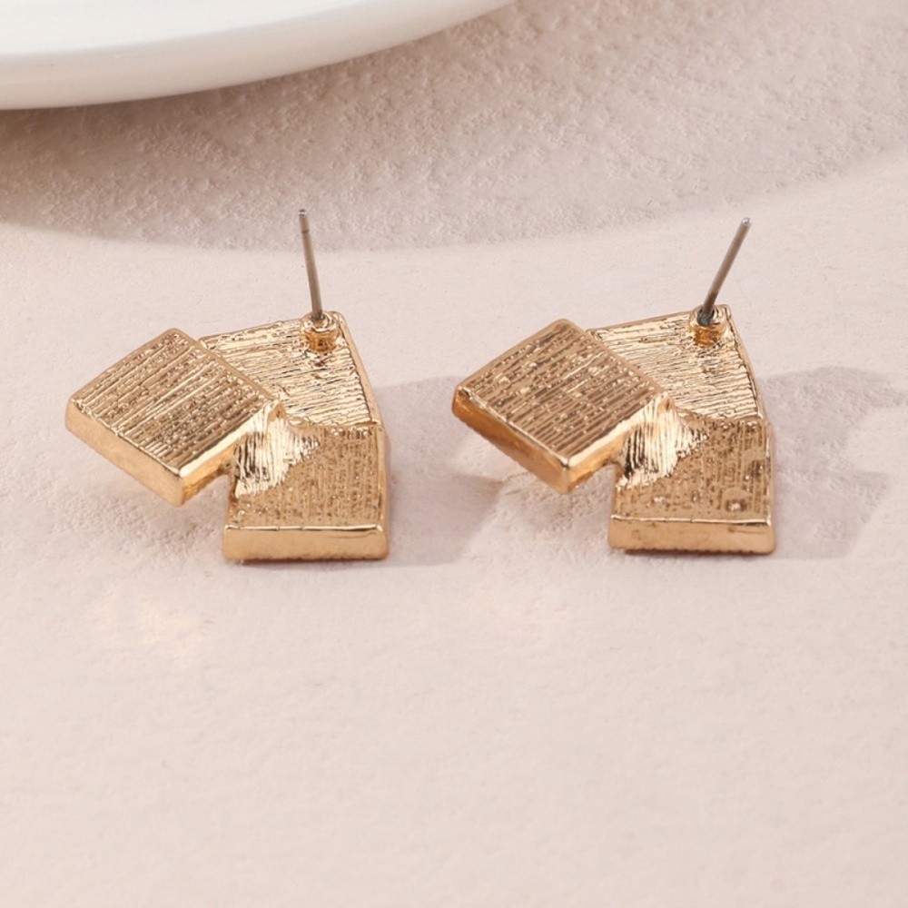 *PETRA* Gold x Square Color Block Fashion Earrings - Picture 3 of 3